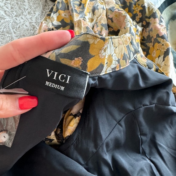 Vici Yellow and Black Floral Long Sleeve Dress - Picture 7 of 7